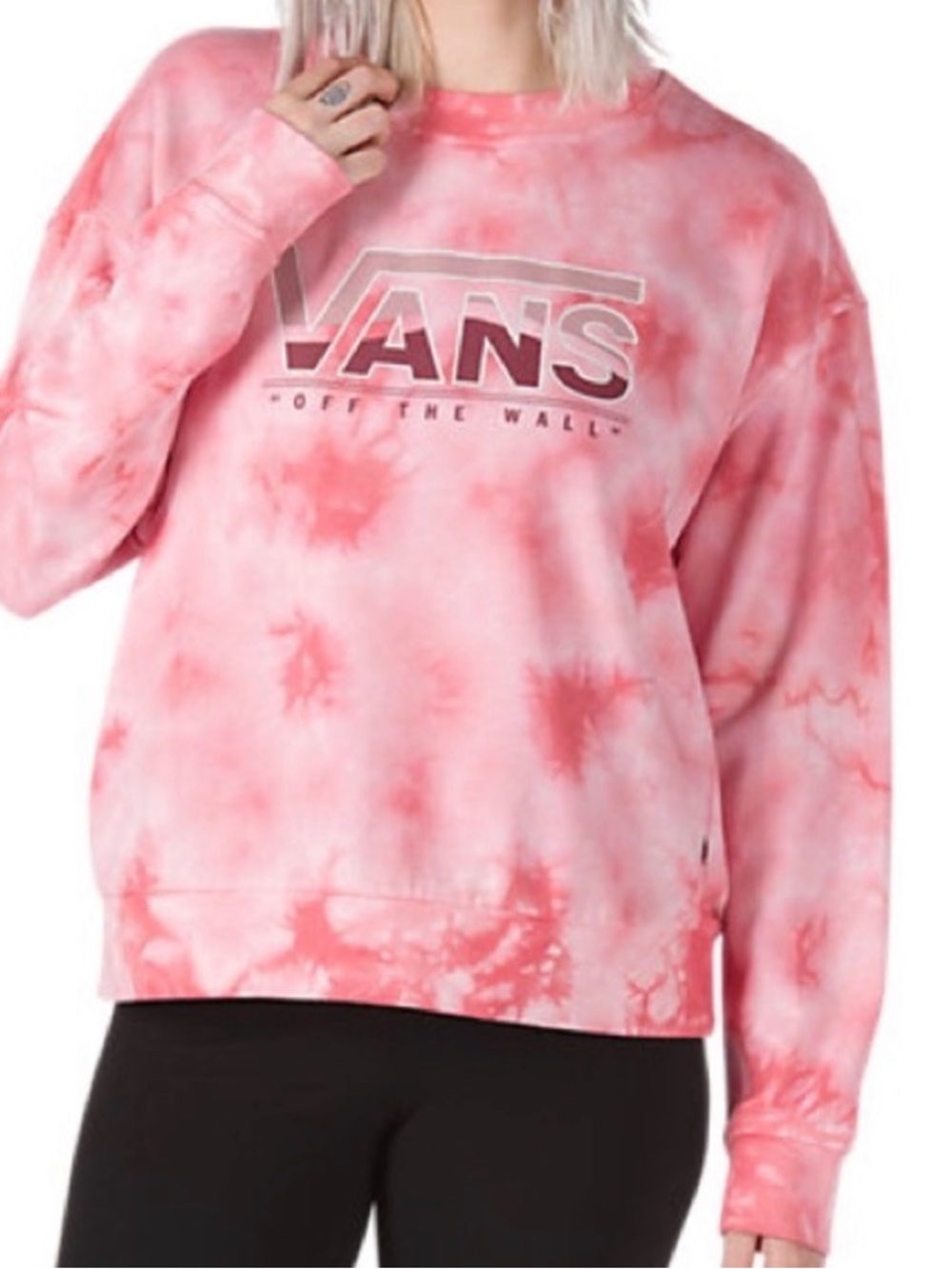 Vans Pink Tie-Dye Crewneck with Logo